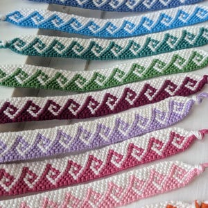 Greek Wave Friendship Bracelet, DMC Embroidery Floss, Hand-knotted ...