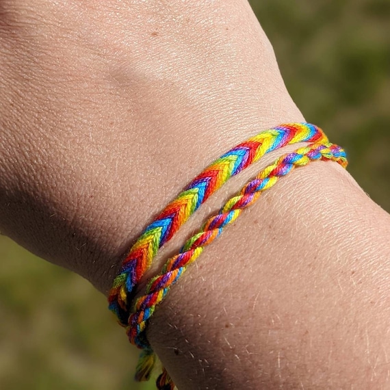 Rainbow Fishtail Rainbow Twist Woven Friendship Bracelet made to Order Etsy