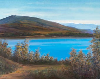 Original Oil Painting, Loch Tummel, Pitlochry, Scotland, 40x30 inch Canvas, Ready to Hang