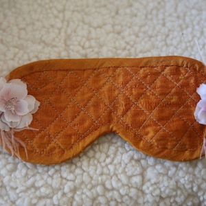 Silk Sleeping Mask, Sleep Mask, Silk Eye Mask, Orange Sleep Mask, Women&#39;s Sleep Mask, Silk Fiber, Quilted Sleep Mask