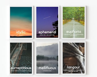 ENGAGING VOCABULARY POSTERS set of 10 digital downloads modern contemporary design for high school or middle school classrooms wall art