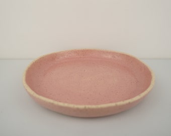 Pink Speckled Ceramic Plate