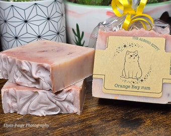 Orange Bayrum scented handmade soap.