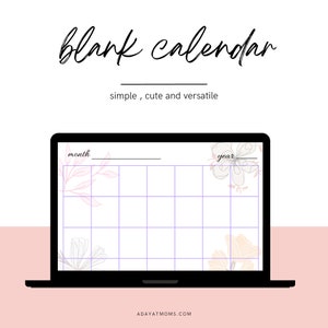 simple pretty blank calendar monthly calendar