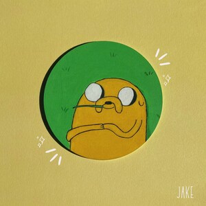 Jake the Dog Relaxing Painting  || Room Decor Gift with Easel || Adventure Time Handmade Gift