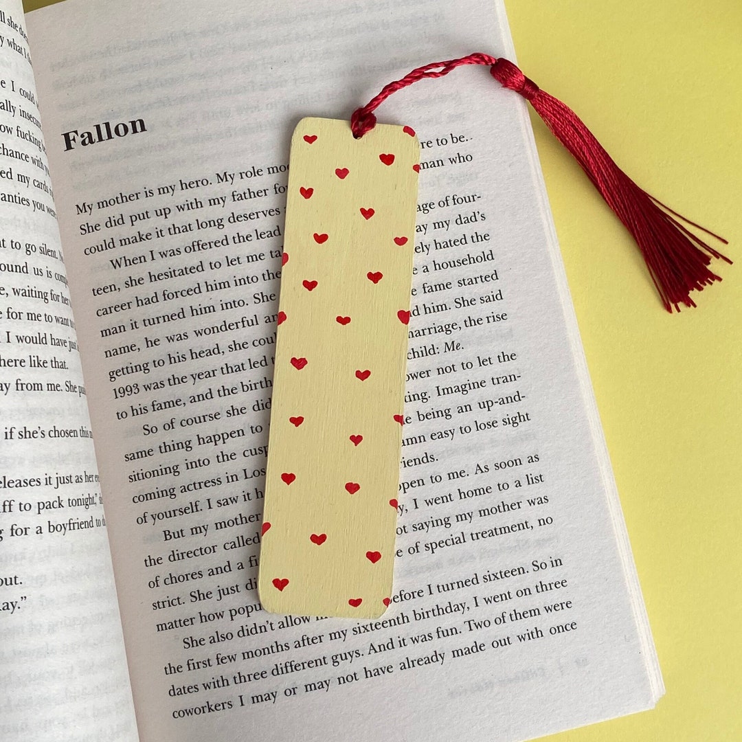 Red Heart Wooden Bookmark Book Lovers Gift With Tassels Handmade - Etsy