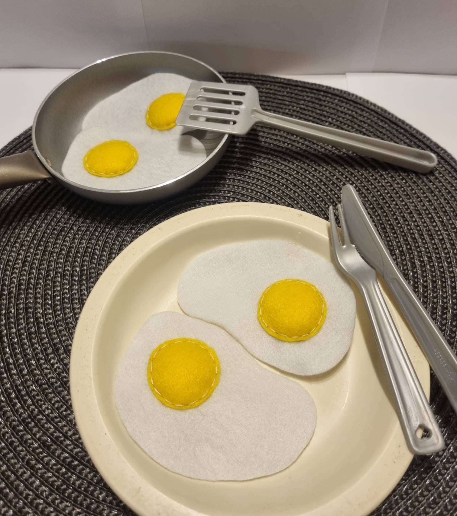 Shop accessories, play food, toy food, fried egg 2pcs.
