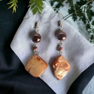 Vintage Mother Of Pearl Dangle Earrings