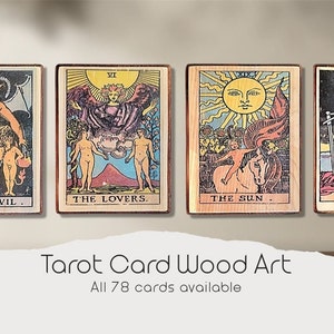 Distressed Wood Tarot Card Art: Vintage Halloween Decor