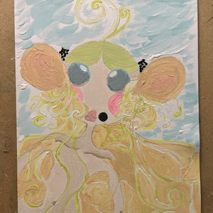 Original Painting of a humanoid floating in water &quot;Evie&quot;