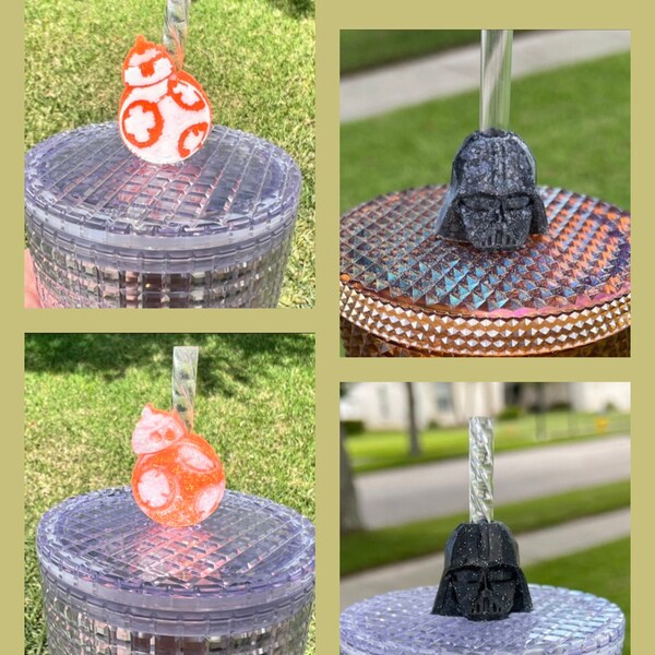 Straw Toppers| Straw Topper| Star Wars Inspired Straw Topper| Stanley Cup | Darth Vader| Mandalorian| Storm Trooper| BB-8| Straw Buddy