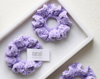 Lilac Hair Accessory, Velvet Scrunchie, Lilac Soft Scrunchie, Crochet Hair Tie, Lilac Velvet Scrunchie, 90's Fashion Accessories