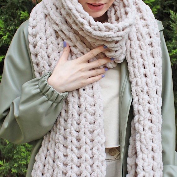 Warm and Cozy Knit Scarf, Cozy Christmas Gift for Her, Oversized Knit Scarf,  Soft Chunky Scarf, Hand Knit Bulky Scarf, Vegan Friendly Scarf - Etsy