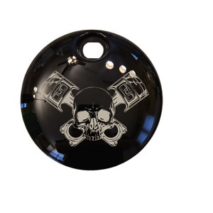 Skull and pistons harley davidson gas cap cover