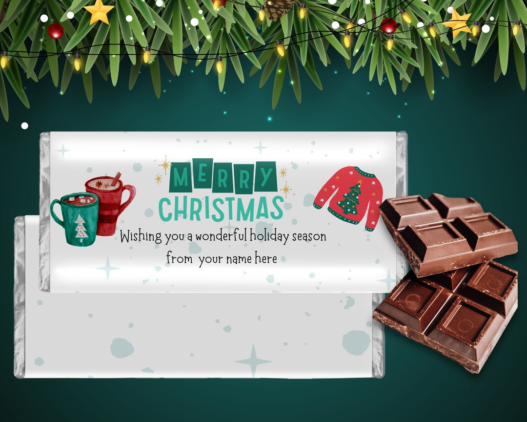 Christmas Chocolate Label Template Easy Simple Blank Etsy