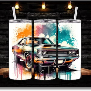Muscle Car Tumbler Wrap - Vintage Car Design - 20oz Sublimation PNG - Digital Download