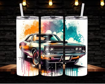 Muscle Car Tumbler Wrap - Vintage Car Design - 20oz Sublimation PNG - Digital Download