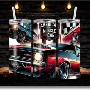 Muscle Car Tumbler Wrap - Vintage Car Design - 20oz Sublimation PNG - Digital Download