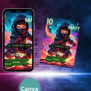 Ninja Invite | Instant Download | Ninja Birthday | Army Invitation | Warrior Invitation | Ninja Warrior Decorations | Ninja Party| DIY