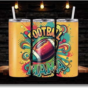 Football Tumbler Wrap, 20oz Skinny Tumbler Sublimation Design, Digital Download PNG, Football Mom Tumbler PNG, Football Mama