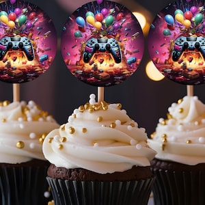 Sofortdownload | Gaming Kuchendeckel | Junge Geburtstag | Personalisierte Cupcake Toppers | Benutzerdefinierte druckbare | Zockerparty Gamer Geburtstag