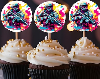 Paintball Cupcake Toppers | Laser Tag Birthday Party (Digital Download)
