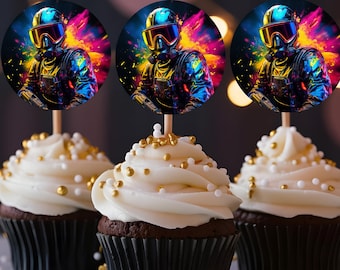 Paintball Cupcake Toppers | Kids Birthday Party Decor (Digital Download)