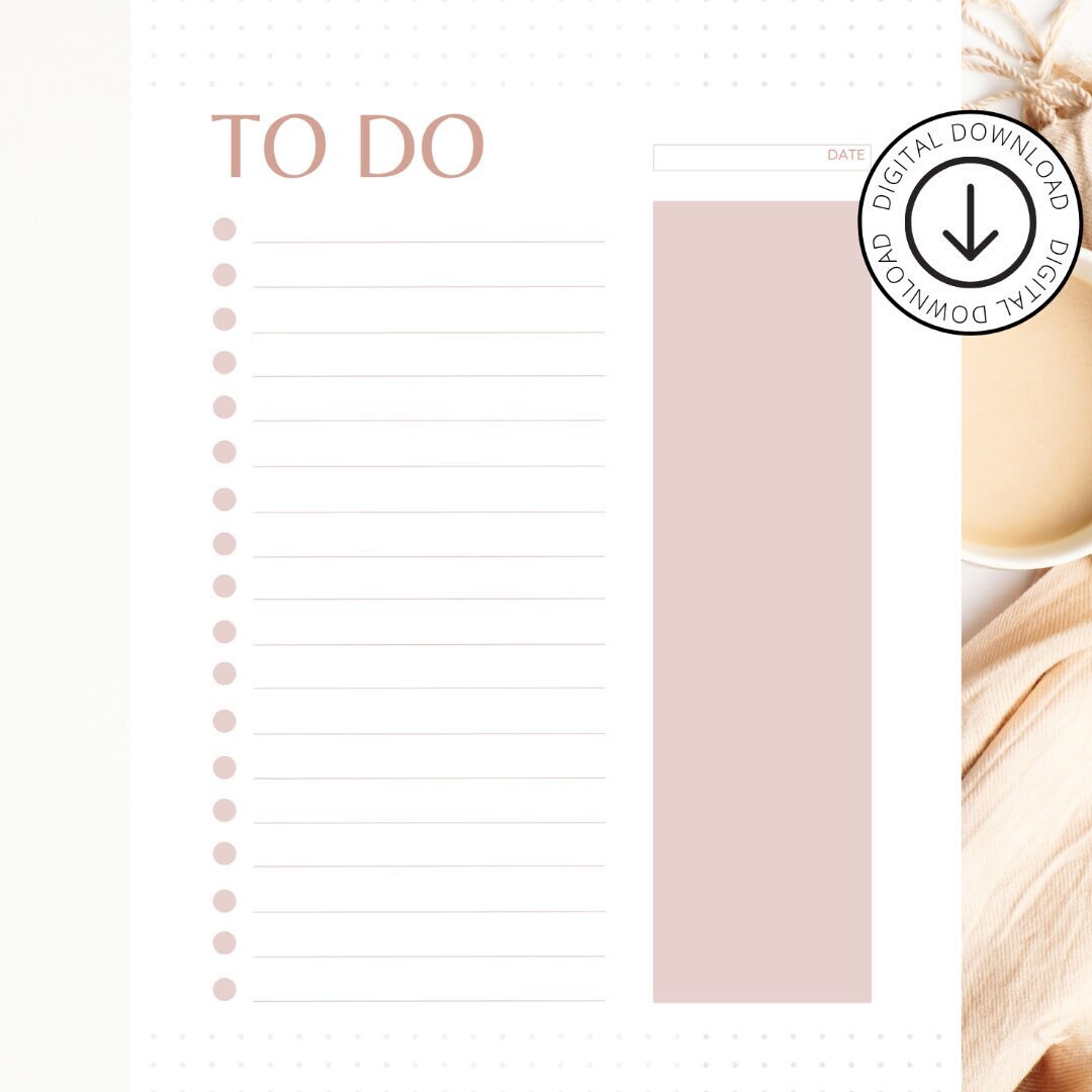 Minimalist to Do List Printable: Daily Planner, US Letter, A4 (digital ...