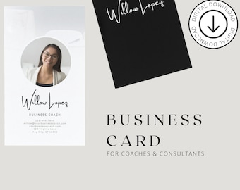 Modern Business Card Template: Canva Editable Design (Digital Download)
