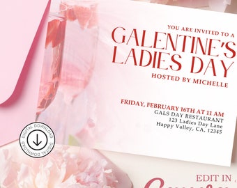 Invitación para fiesta de Galentine: Plantilla editable (descarga digital)