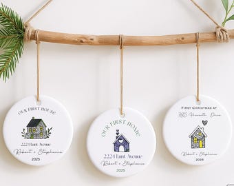 Our First House Christmas Ornament First Home Address Keepsake Personalized Gift From Realtor First Time Homebuyer Gift First House