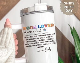 Book Lover Tumbler Personalized Book Lover 40oz Tumbler with Handle Custom Book Lover Gift Book Tumbler Book Lover Cup Travel Mug