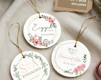 Custom Engagement Ornament, Personalized Engaged Ornament Engagement Gifts Engagement Christmas Ornament Keepsake Gifts for Engaged Couple