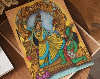 Baglamukhi Maa Art Print, Hindu Goddess Wall Art (Digital Download)