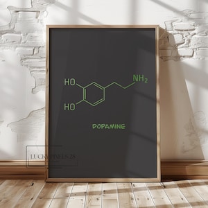 Dopamine Molecule PRINTABLE Wall Art, Dopamine Chemistry Print, Digital Download, Chemistry Art for Home Decor, Instant Digital Downloads