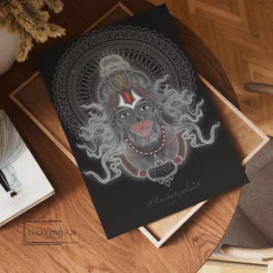Hanuman Art Print, Hanuman Ji, Wall Art Printable, Living Room, Trendy Decor, Spiritual Gifts, Digital Wall Prints, Instant Digital Download