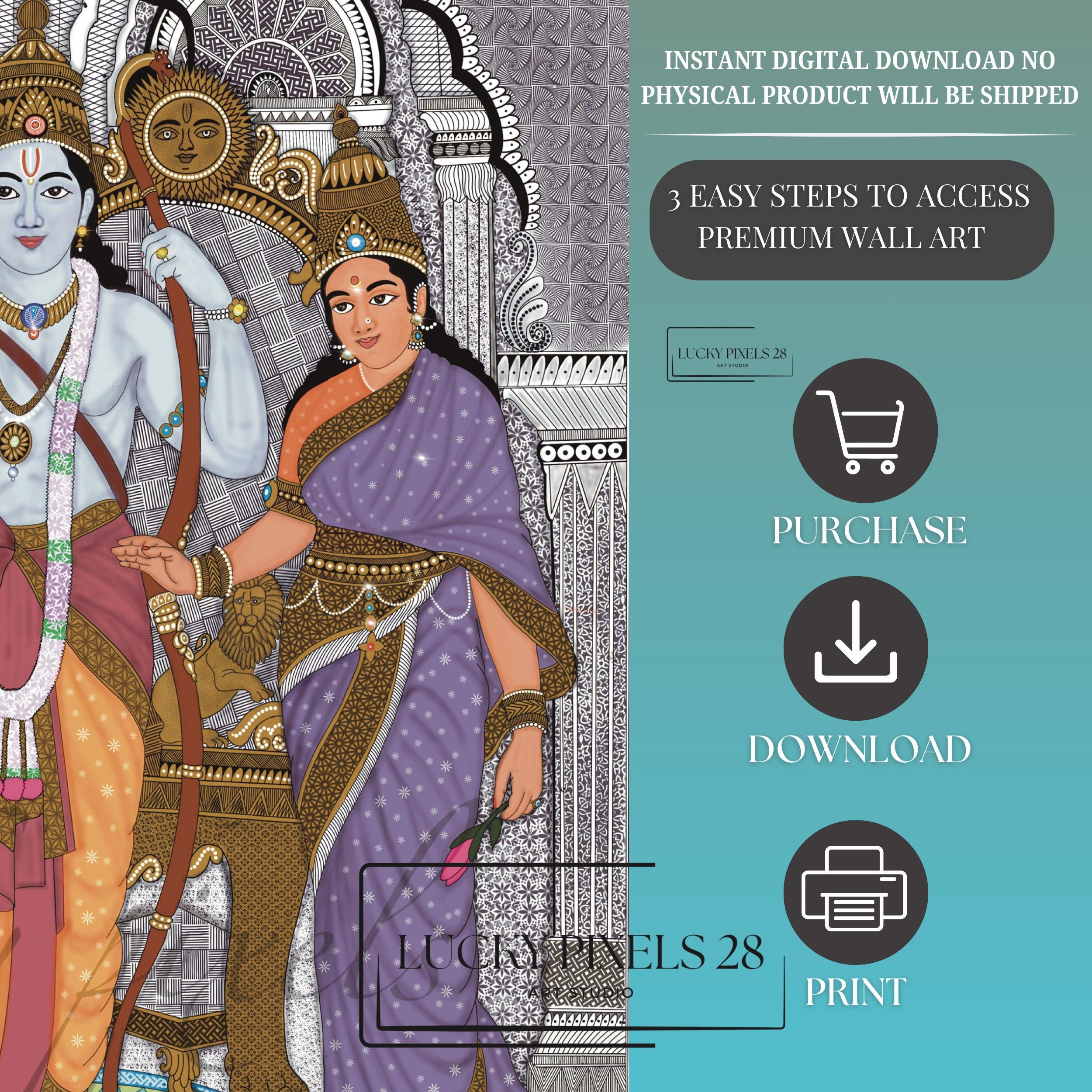 Lord Shree Rama - Digital Printable Art, Wall Art, Hanuman Home Decor ...