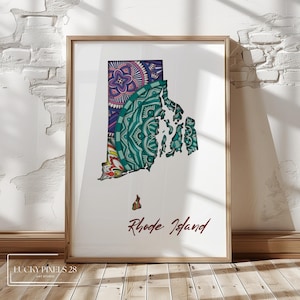 Rhode Island Travel Map Wandkunst, minimalistische moderne Karte von Rhode Island, US Travel Print, Rhode Island Map Poster, digitale Sofort-Downloads