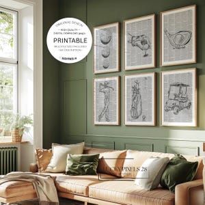 Golf Wall Art Set of 6: Modern Sports Decor (Digital Download