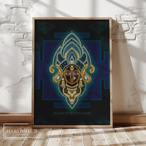 Maa Durga Art,Indian Hindu Devotional Print, Powerful Arts, Maa Durga, High Quality Indian Prints, Wall Arts, Digital Prints, Multiple Sizes