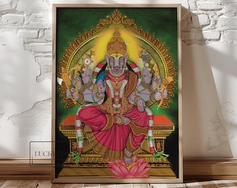 三人の女神ビンテージ スタイルのインドのヒンドゥー教の宗教的な