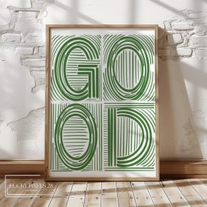 Good Word Boho Art, Digital Wall Art, Home, Kitchen, Living Room Decor, Modern Typography, Bedroom, Boho Green, Instant Download Art