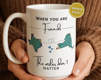 Long Distance State To State Mug Long Distance Friends Gift Personalized Long Distance Friendship Gift Mother Daughter Mugs Moving Away