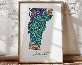Vermont Travel Map Art Print: Minimalist Road Map (Digital Download)