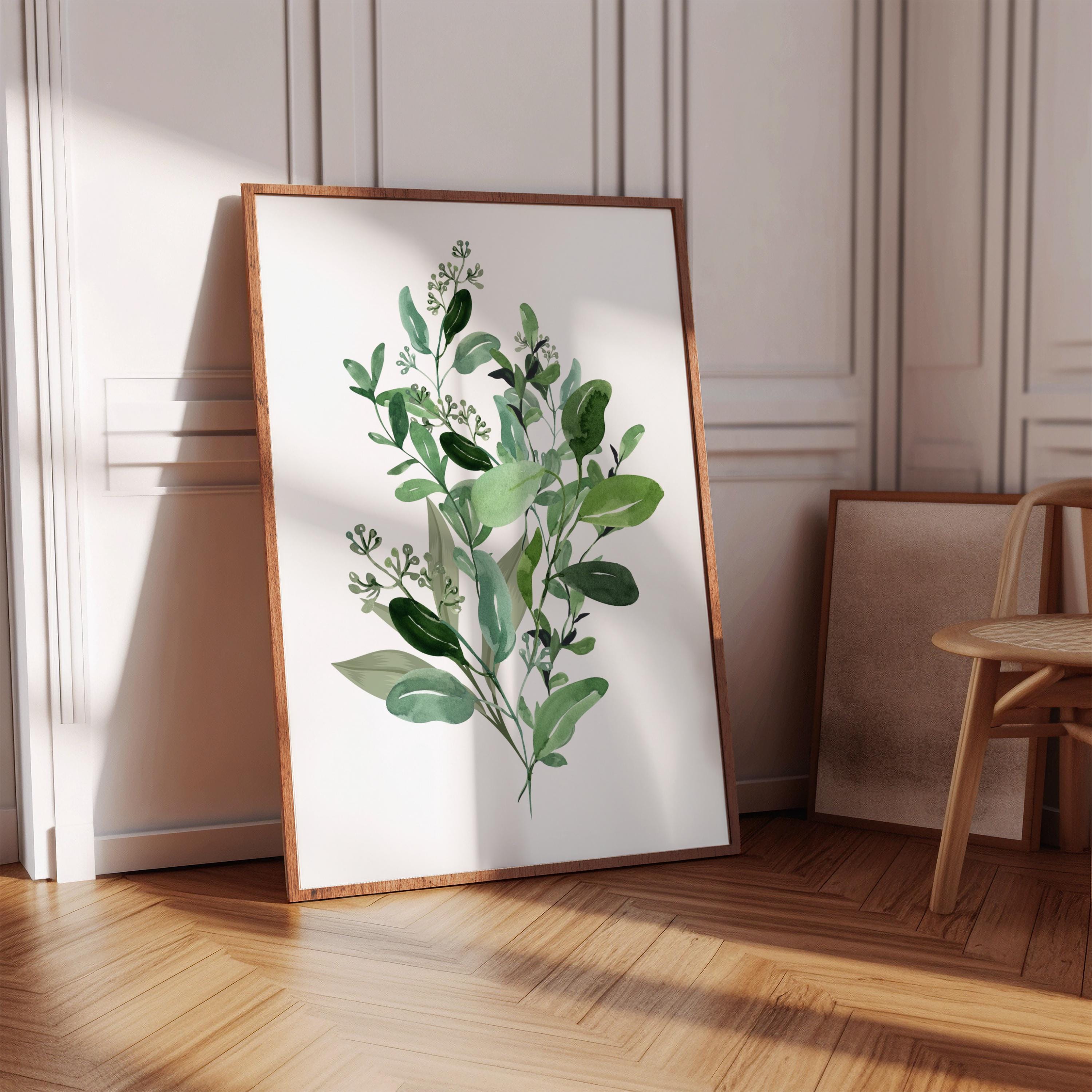 Set of 3 Eucalyptus Wall Art, Green Sage Milnimalist Art, Wall Art ...