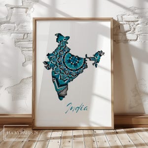 Hand Drawn India Map Art Print: Modern Travel Decor (Digital Download