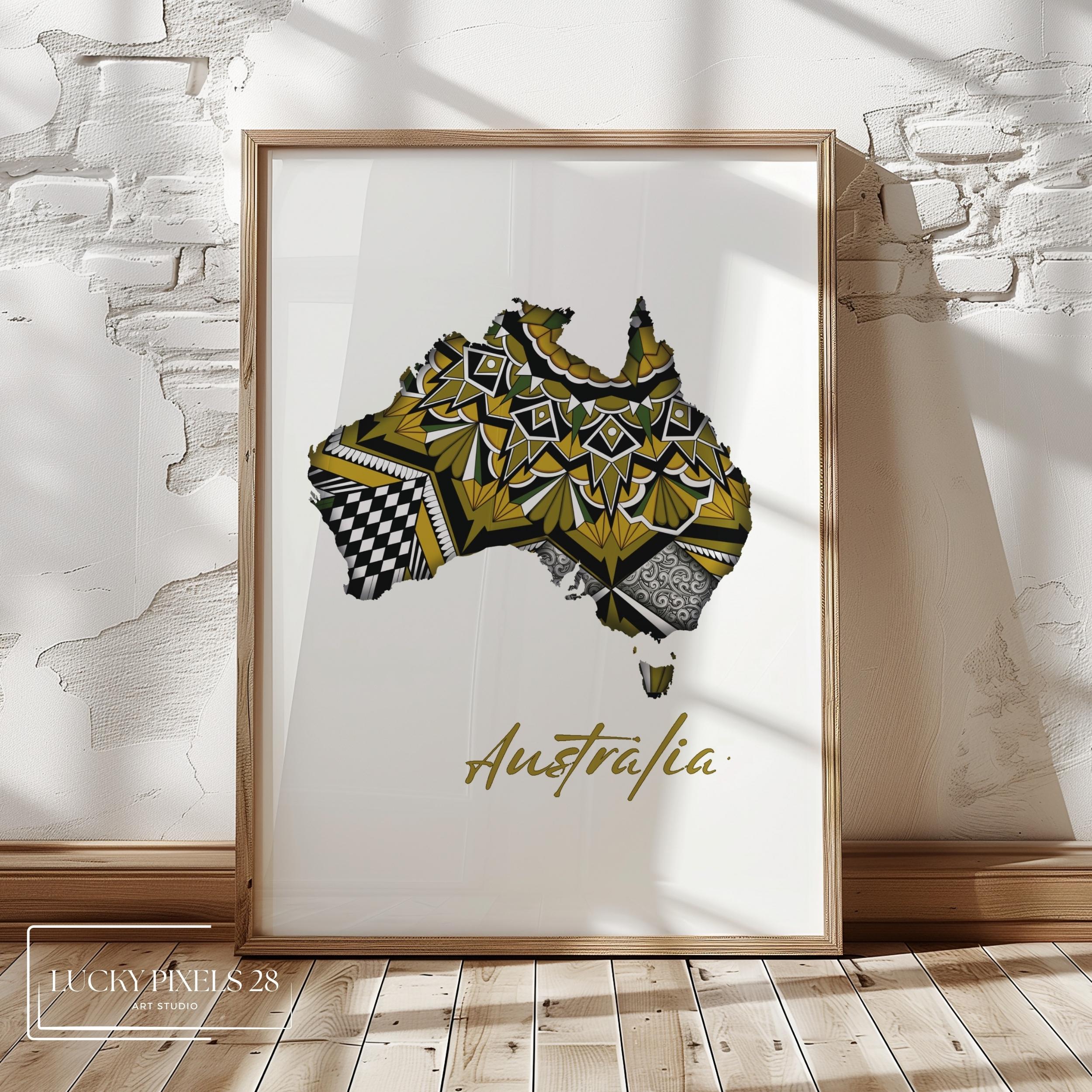 Hand Drawn Australia Map Art Print: Travel Decor (digital Download - Etsy