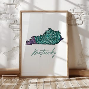 Carte de l'État du Kentucky, un voyage intemporel moderne et minimaliste, carte de voyage des États-Unis, décoration de salle de séjour, art en téléchargement numérique, téléchargement numérique instantané