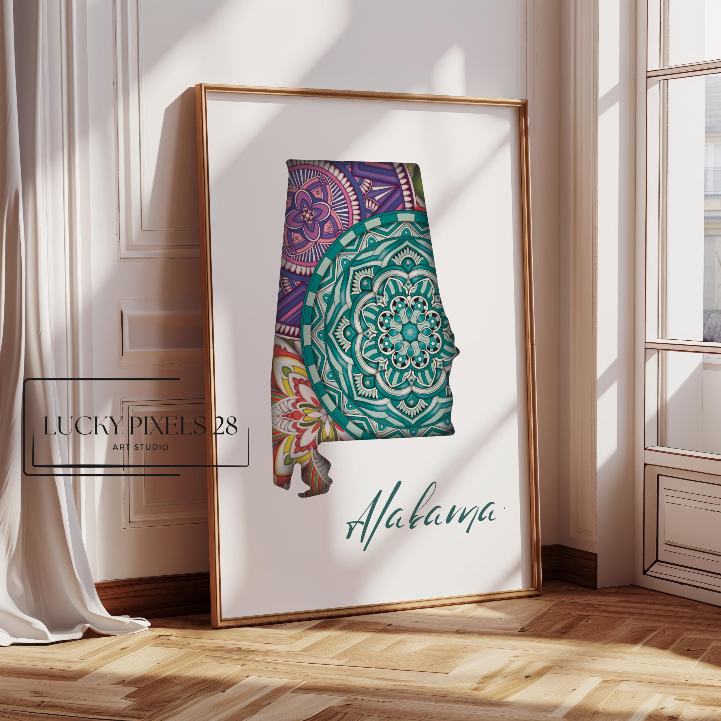 Alabama Map Art Print, Hand Drawn State Travel Poster (digital Download ...