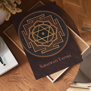 Saraswati Yantra, For Wealth, Health, Prosperity, Removal of all Kinds of Problems, Negativity, Anxiety & Stress, With Multiple Sizes